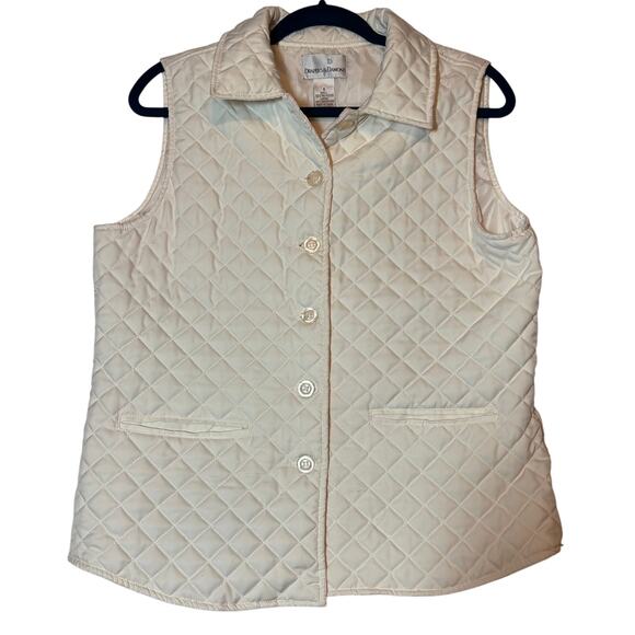 DRAPERS & DAMON'S Women's Quilted Buttoned Cream Vest Size Small - Picture 1 of 4
